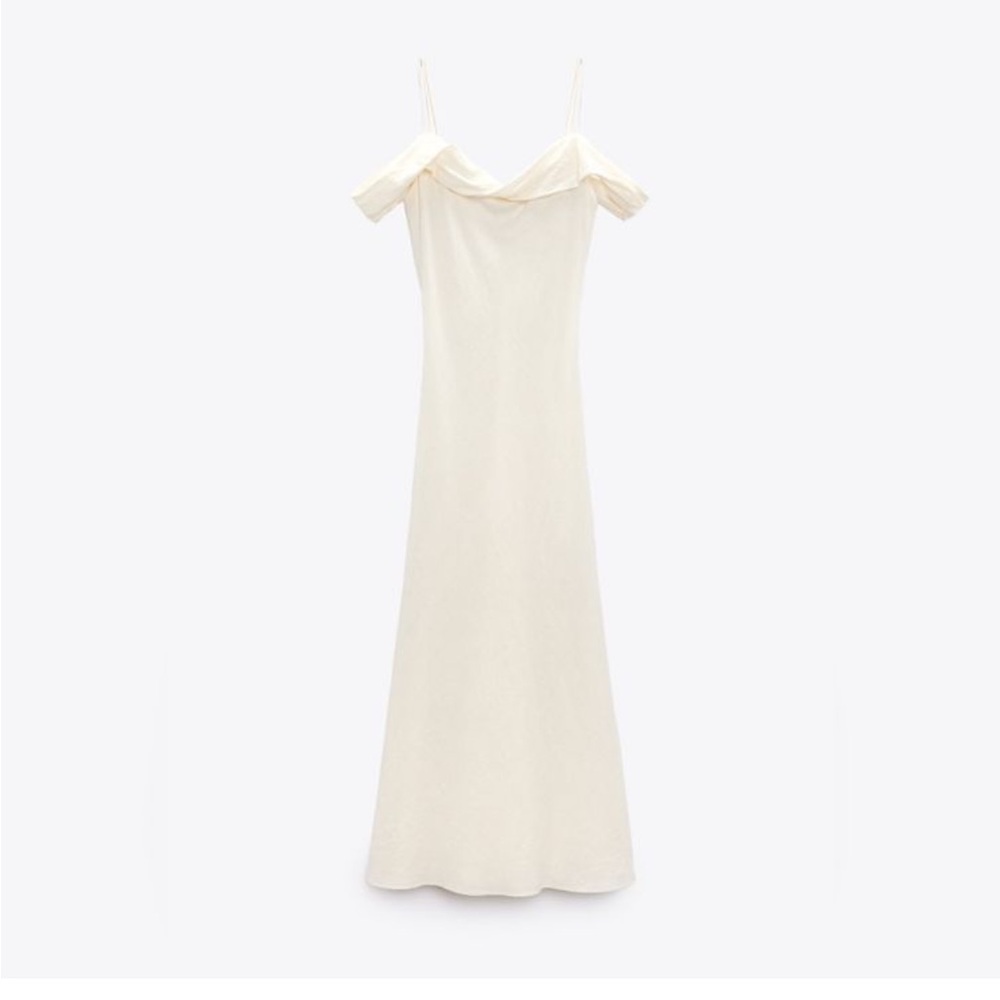 Zara Cream Strapless Midi Dress